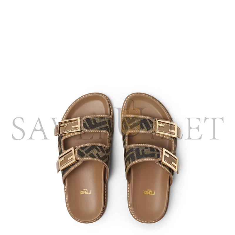 F**di feel brown ff fabric slides 8x8326aegvf1hhg